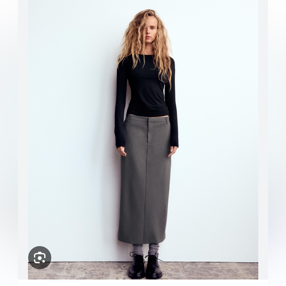 Zara straight cut midi skirt gray 3152/533